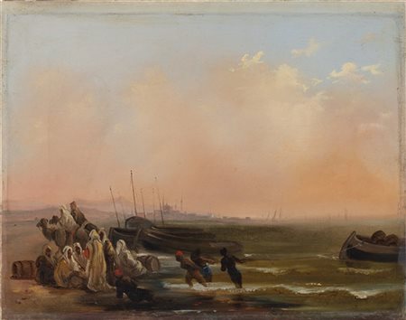 Giovanni Renica "Istanbul, il ritorno dei pescatori" 
olio su tela (cm 35x44)
In