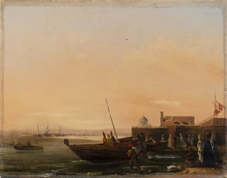 Giovanni Renica "Mercato sul Bosforo" 
olio su tela (cm 35x44)
In cornice
(difet
