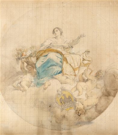 Edoardo Dalbono "Progetto d'affresco" 
tecnica mista su carta quadrettata (cm 40