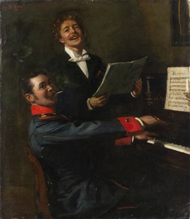 Christian Heyden "Al piano" 
olio su tela (cm 56x48)
Firmato in alto a sinistra