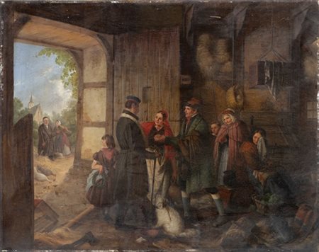 Georg Adam Schmidt "L'ospite atteso" 
olio su tela (cm 67x85)
Firmato e locato H