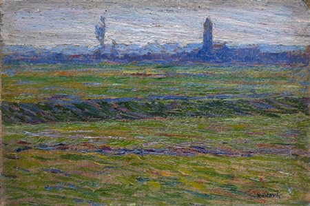 Benvenuto Benvenuti "Paesaggio" 
olio su tavola (cm 14x22)
Firmato in basso a de