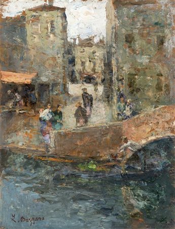 Leonardo Bazzaro "Venezia, il canale" 
olio su compensato (cm 58x43,5)
Firmato i