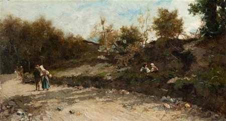 Filippo Palizzi "Vita agreste" 
olio su tela (cm 24,5x44)
Firmato in basso a des