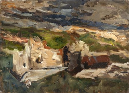 Beppe Ciardi "Paesaggio alpestre" 
olio su cartone (cm 35x50)
Firmato in basso a