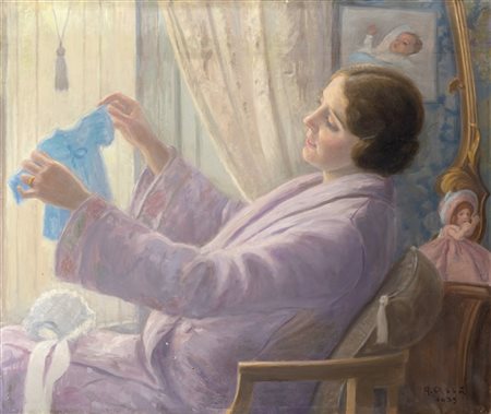 Arturo Abbà "Maternità" 1935
olio su tela (cm 80x96)
Firmato e datato in basso a