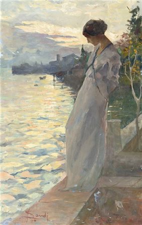 Angelo Landi "Riflessi" 1914
olio su tela (cm 95x60)
Firmato e datato in basso a