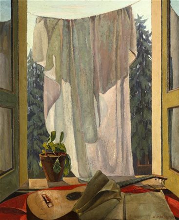 Luigi Zago "Finestra" 
olio su compensato (cm 125x105)
Firmato in basso a destra