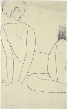Amedeo Modigliani, Nu accroupi (Nudo seduto con le mani al suolo), 1910-11