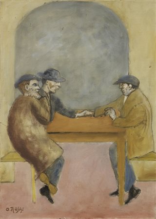Ottone Rosai, Tre uomini al tavolo, (1957)