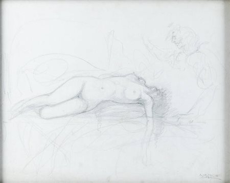 AROLDO BONZAGNI<BR>Cento (FE) 1887 - 1918 Milano<BR>"Nudo" anni '910-'920