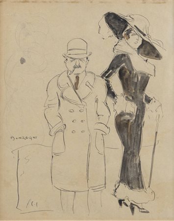 AROLDO BONZAGNI<BR>Cento (FE) 1887 - 1918 Milano<BR>"Teresin Ravanna e la dama dell'aristocrazia milanese" 1910-1911