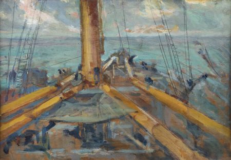 AROLDO BONZAGNI<BR>Cento (FE) 1887 - 1918 Milano<BR>"A bordo. Impressioni" 1914