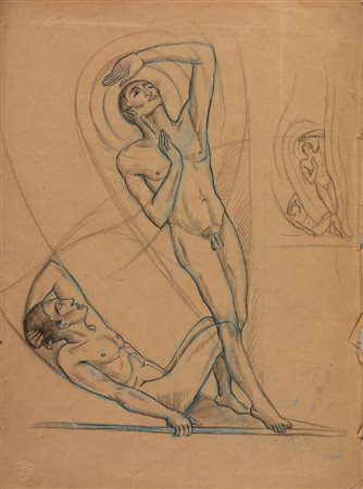 THAYAHT (Ernesto Michahelles)<BR>Firenze 1893 - 1959 Pietrasanta (LU)<BR>"Nudi maschili"