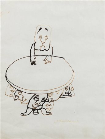 MINO MACCARI<BR>Siena 1898 - 1989 Roma<BR>"Personaggi con tavola"