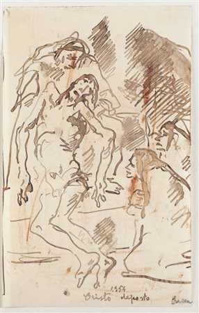 FELICE CARENA<BR>Cumiana (TO) 1879 - 1966 Venezia<BR>"Cristo sepolto" 1954