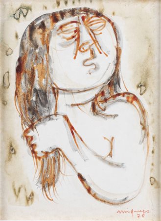 GIUSEPPE MIGNECO<BR>Messina 1908 - 1997 Milano<BR>"Ritratto di donna" 1970