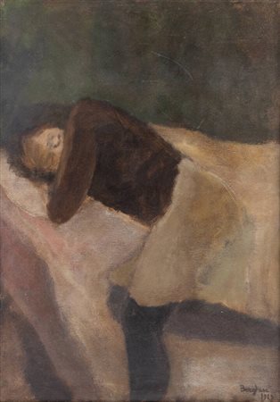 FRANZ BORGHESE<BR>Roma 1941 - 2005<BR>"Fanciulla sdraiata" 1969