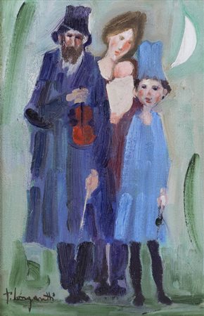 TRENTO LONGARETTI<BR>Treviglio (BG) 1916 - 2017 Bergamo<BR>"Famiglia, tre figure del circo dei poveri"