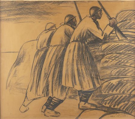 PIETRO MORANDO<BR>Alessandria 1892 - 1980<BR>"L'attesa dell'assalto" 1915-1918