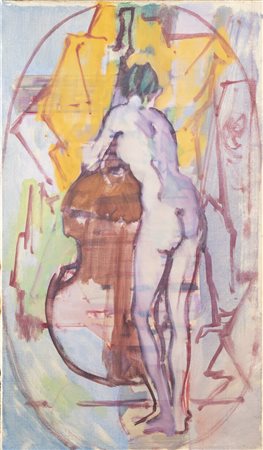 ITALO CREMONA<BR>Cozzo Lomellina (PV) 1905 - 1979 Torino<BR>"Studio di nudo con contrabbasso" 1957 ca