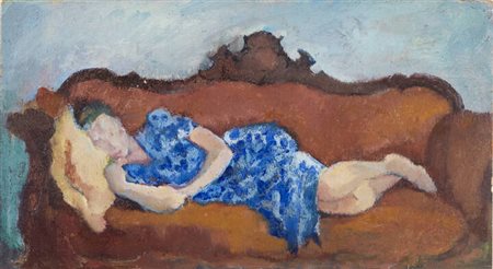 ITALO CREMONA<BR>Cozzo Lomellina (PV) 1905 - 1979 Torino<BR>"Danila sul sofà" 1944