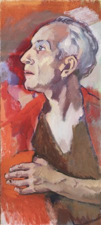 ITALO CREMONA<BR>Cozzo Lomellina (PV) 1905 - 1979 Torino<BR>"Figura col manto rosso" sul retro "La mano del Pellegrino" 1932 ca