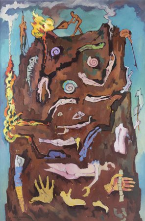 ITALO CREMONA<BR>Cozzo Lomellina (PV) 1905 - 1979 Torino<BR>"Caccia all'uomo" 1954