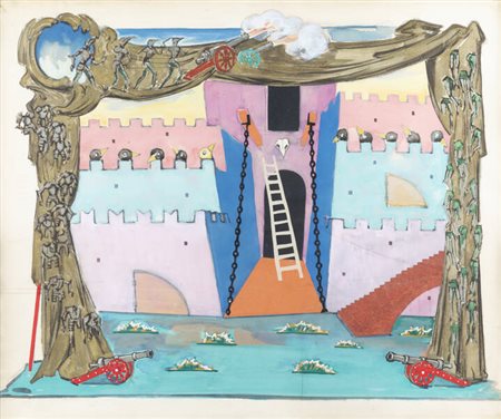 ITALO CREMONA<BR>Cozzo Lomellina (PV) 1905 - 1979 Torino<BR>"Scenografia per balletto"