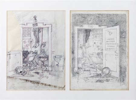 ITALO CREMONA<BR>Cozzo Lomellina (PV) 1905 - 1979 Torino<BR>"Servizi igienici"