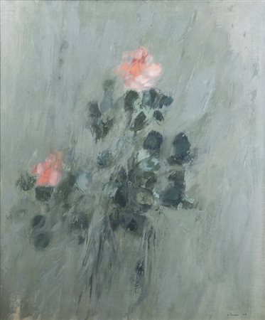 GIUSEPPE AJMONE<BR>Carpignano Sesia (NO) 1923 - 2005<BR>"Fiori" 1966