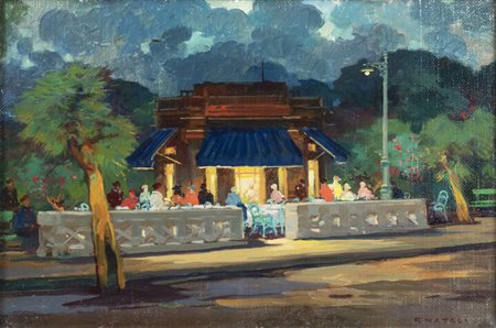 RENATO NATALI<BR>Livorno 1883 - 1979<BR>"Sera. Ardenza - Livorno" fine anni '40