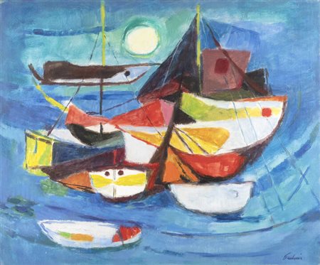 ENRICO PAULUCCI<BR>Genova 1901 - 1999 Torino<BR>"Barche" 1965