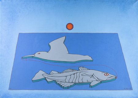 FRANCESCO CASORATI<BR>Torino 1934 - 2013<BR>"Pesce e uccello"