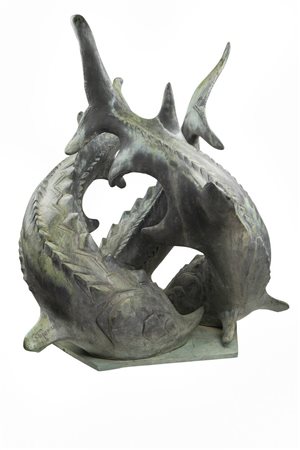 SCULTORE ANONIMO DEL XX SECOLO<BR>"Giochi di storioni" 1960