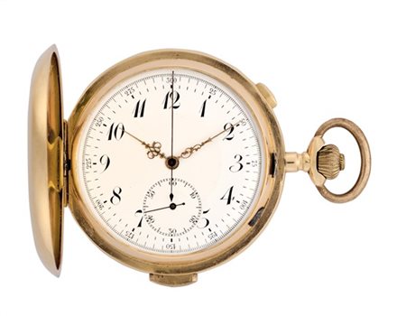 ANONIMO, Cronografo
Orologio da tasca da uomo in oro 18K
Epoca inizio secolo XX