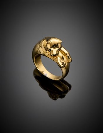 CARTIER
Anello "Panthère" in oro giallo, g 12,73 circa misura 10/50. Firmato Ca