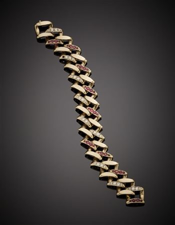 Bracciale a catena in oro bianco con diamanti rotondi per complessivi ct. 2 cir