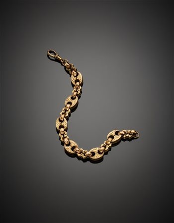 Bracciale in oro rosso 333/1000 a maglia marinara cesellata, g 21,89 circa, lun