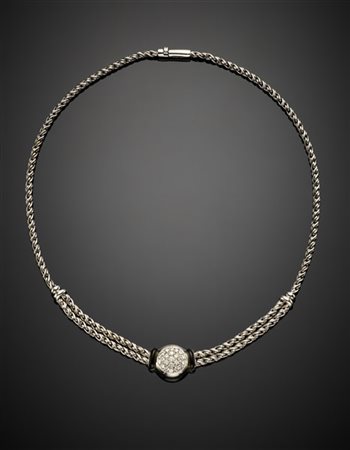 HARPO (attr.)
Collier con maglia a fune in oro bianco con centrale in diamanti