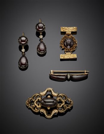 Lotto in oro 750/1000, 333/1000, argento e metallo dorato composto da due spill