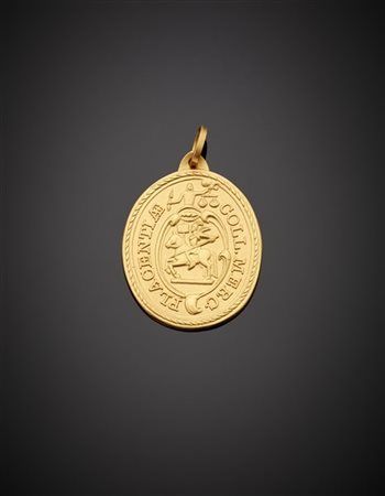 Medaglia pendente in oro giallo satinato della "Camera di Commercio industria e