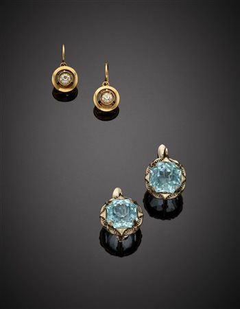 Lotto composto da due paia di orecchini: un paio in oro giallo g. 1,48 e l'altr