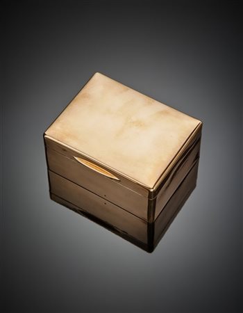 Scatola portasigarette in legno rivestita in oro rosso 333/1000 di cm 11,5x5,1x