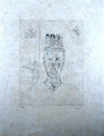 BELLMER HANS (Katowitz 1902 - Paris 1975) "Figure" Incisione su carta di riso...