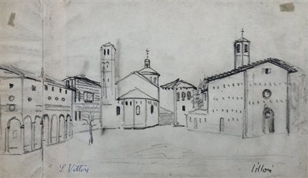 LILLONI UMBERTO (Milano 1898 - Milano 1980) "San Vittore" Matita su carta cm....