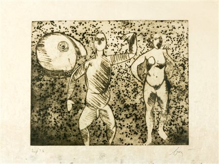 Enrico Baj (Milano 1924-Vergiate 2003)  - Tre personaggi