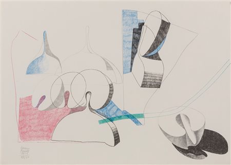 Giacomo Benevelli (Reggio Emilia 1925-Pavia 2011)  - Tre litografie a colori e tre disegni