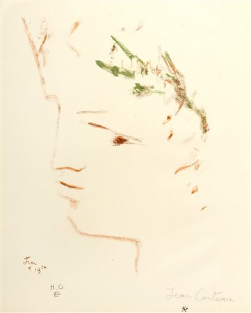 Jean Cocteau (Maisons-Laffitte 1889-Fontainebleau 1963)  - Profilo, 1954