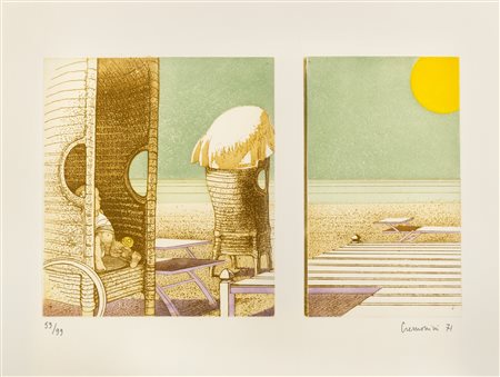 Leonardo Cremonini (Bologna 1925-Parigi 2010)  - La canicola sulla spiaggia, 1971